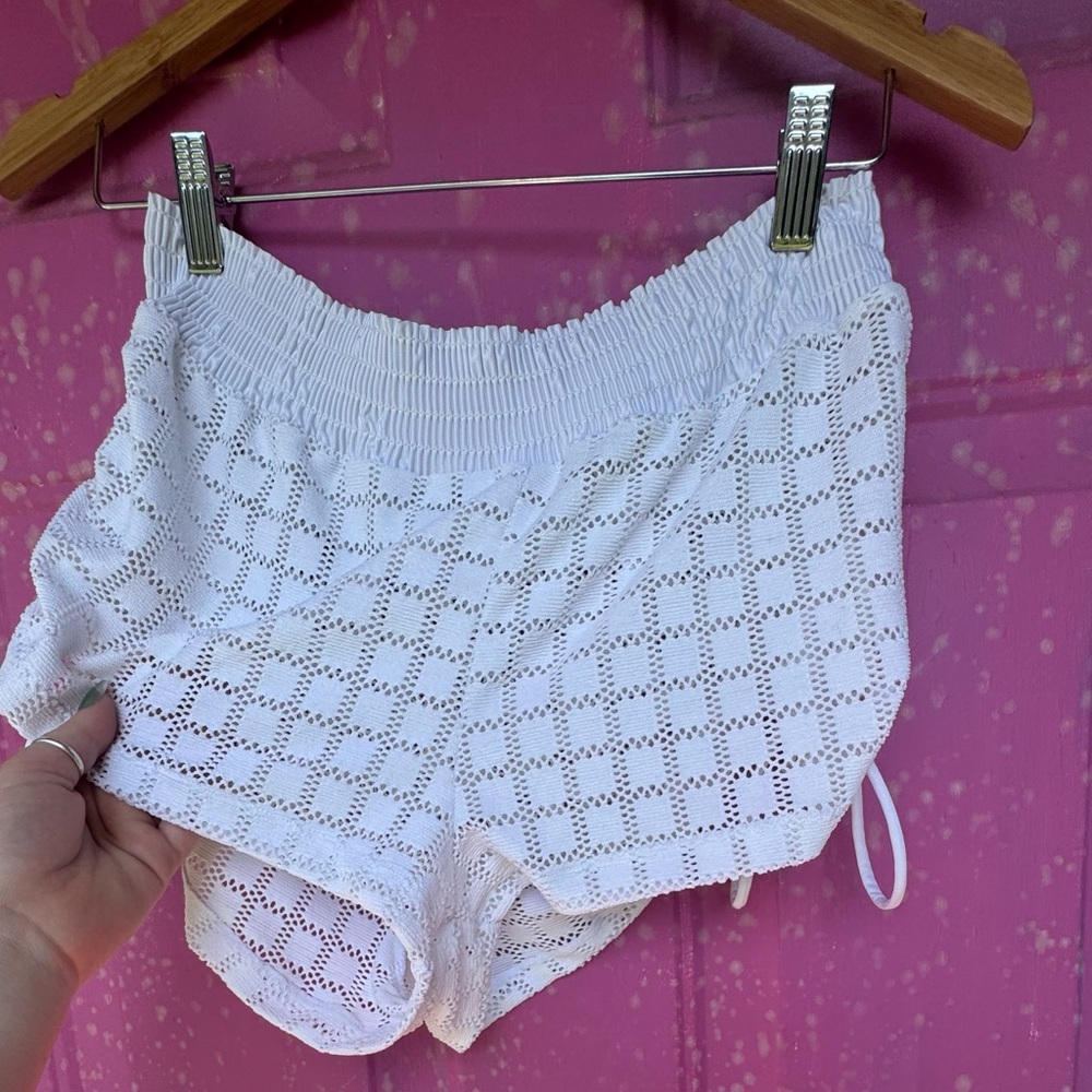 White Eyelet Drawstring Swimsuit Cover Up